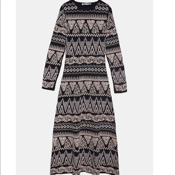 Zara Limited Edition Embroidered Dress Black/Ecru - Picture 10 of 12